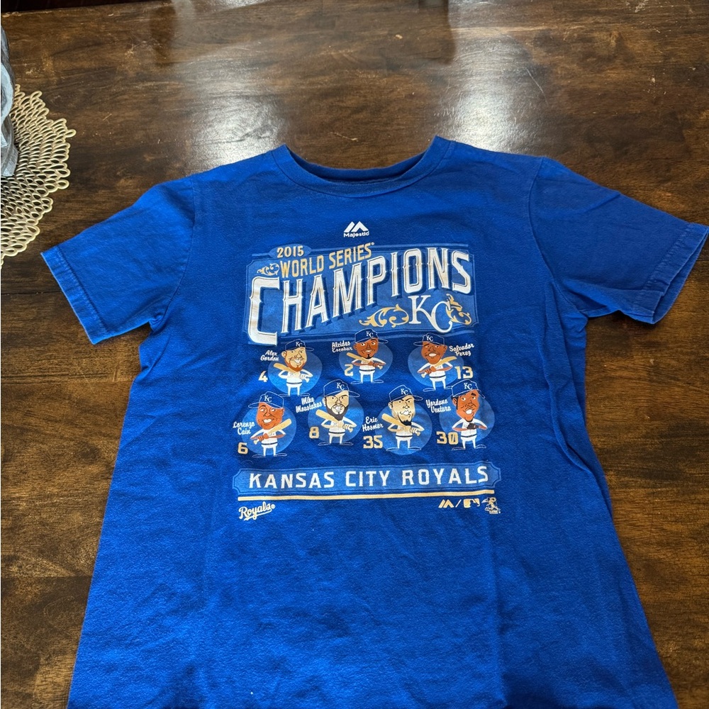 Majestic Blue Kansas City Royals World Series Champions Kids Tee